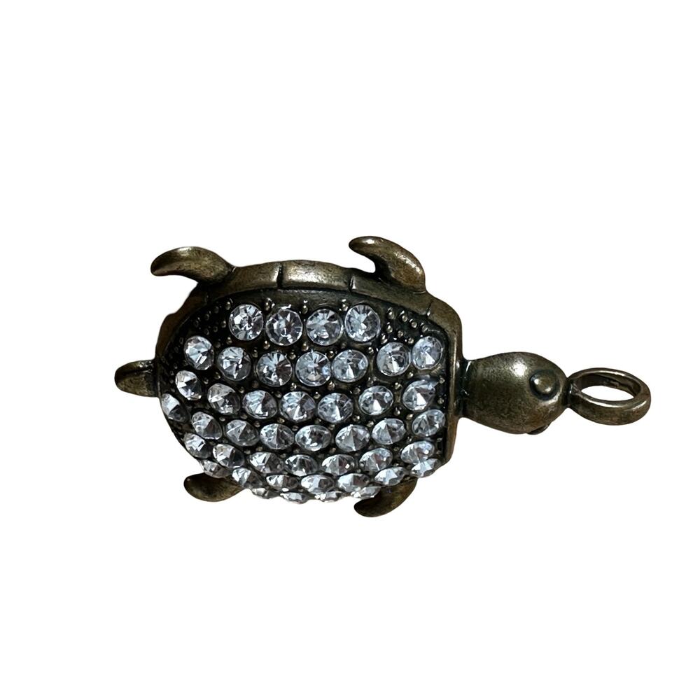 Vintage Rhinestone Turtle Pendant - Picture 2 of 5